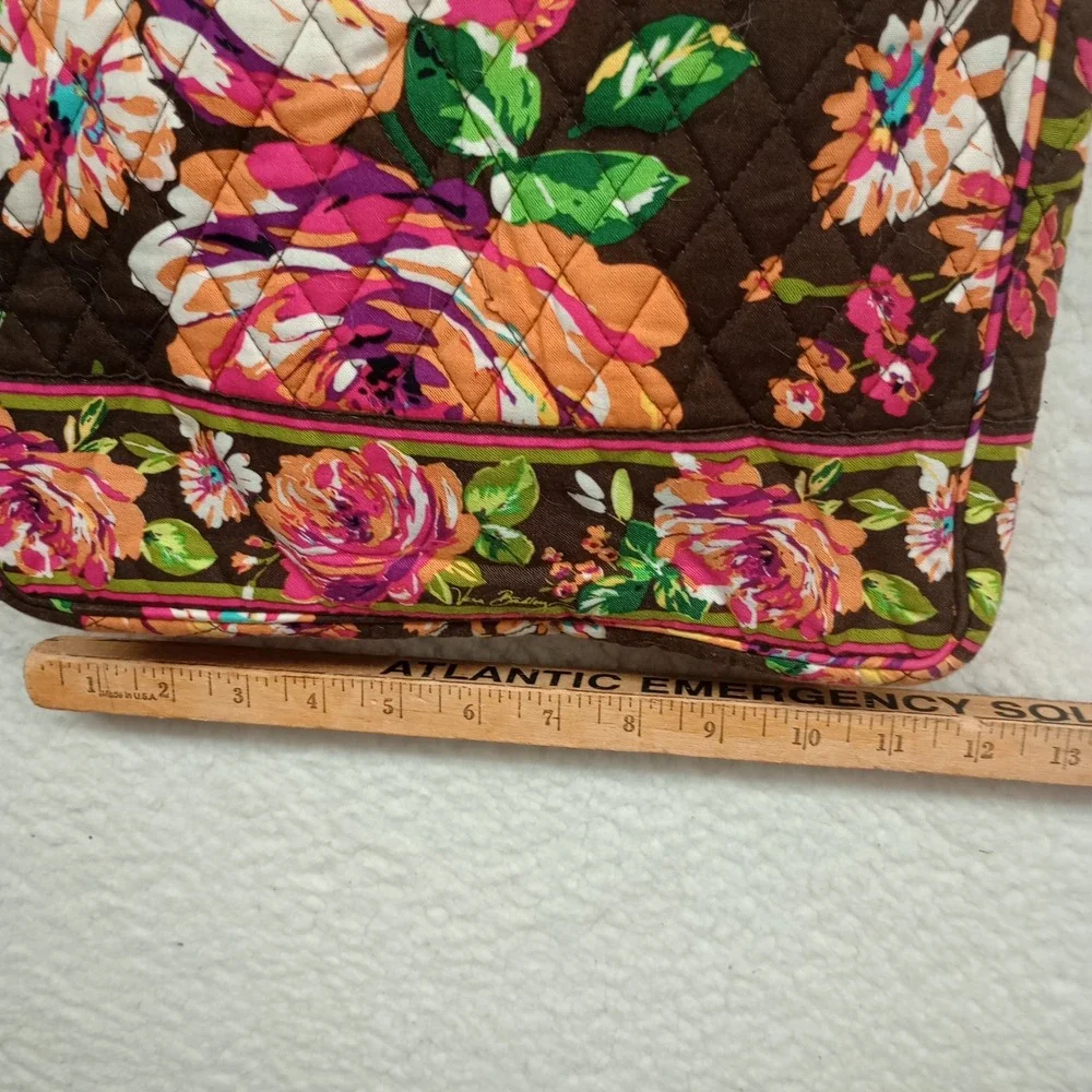 Vera Bradley Mocha Rouge Floral Quilted Laptop Tote Bag Checkpoint Friendly